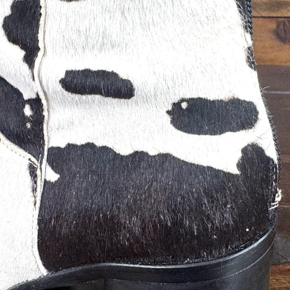 Intentionally Blank PG Women's 8 Boots Black White Cowhide Square Toe Back Zip - Picture 8 of 12
